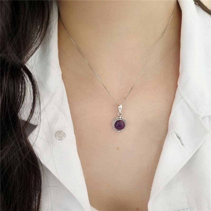 COLAR PRATA 925 BOLINHAS PEDRA NATURAL