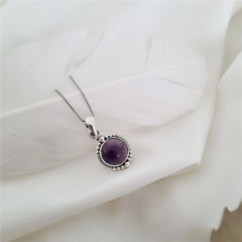 COLAR PRATA 925 BOLINHAS PEDRA NATURAL