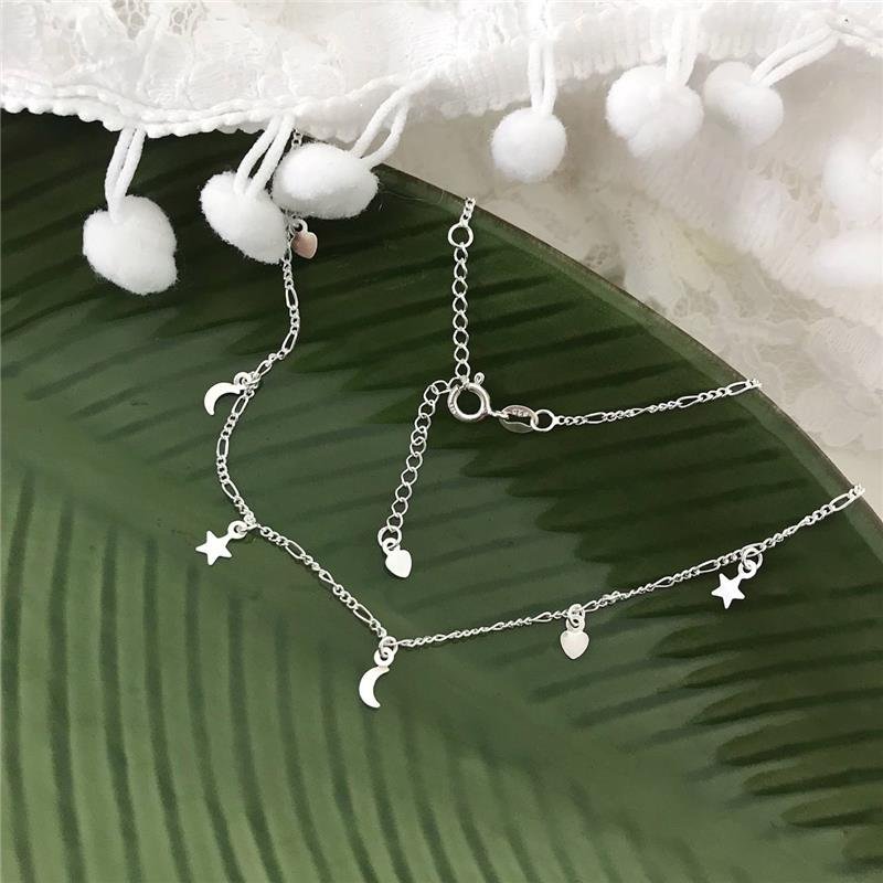 COLAR PRATA 925 CHOCKER CORAÇÃO LUA ESTRELA