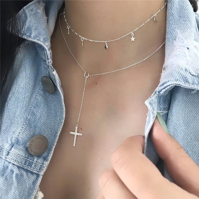 COLAR PRATA 925 CHOCKER CORAÇÃO LUA ESTRELA