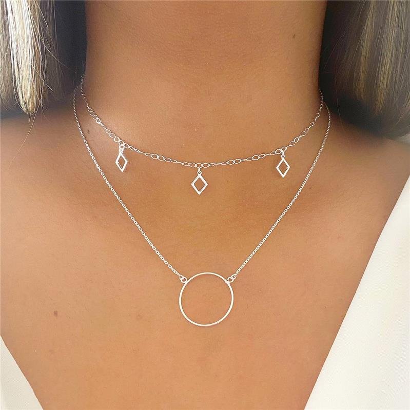 COLAR PRATA 925 CHOCKER LOSANGOS