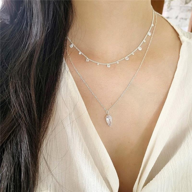 COLAR PRATA 925 CHOCKER PONTO LUZ DUPLO REDONDOS