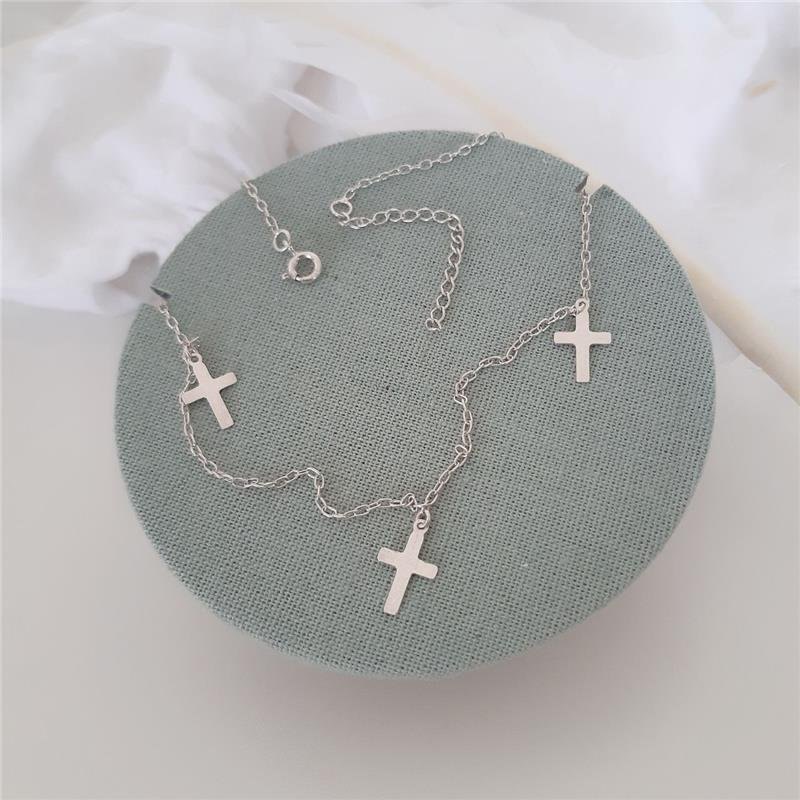 COLAR PRATA 925 CHOKER CRUZ PENDURADA