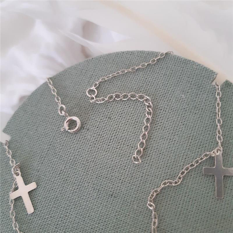 COLAR PRATA 925 CHOKER CRUZ PENDURADA