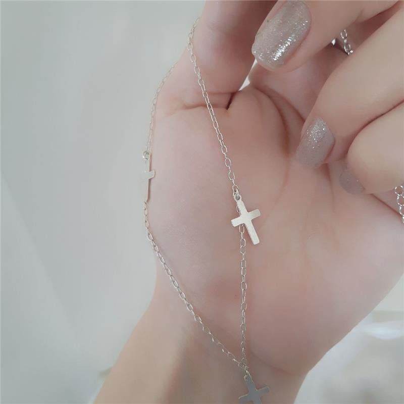 COLAR PRATA 925 CHOKER CRUZ PENDURADA