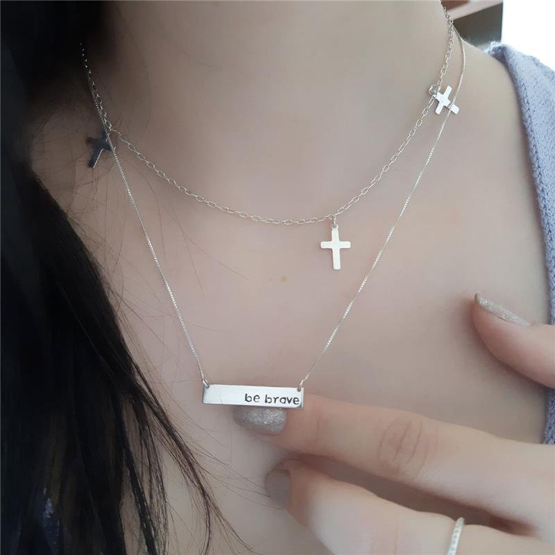 COLAR PRATA 925 CHOKER CRUZ PENDURADA