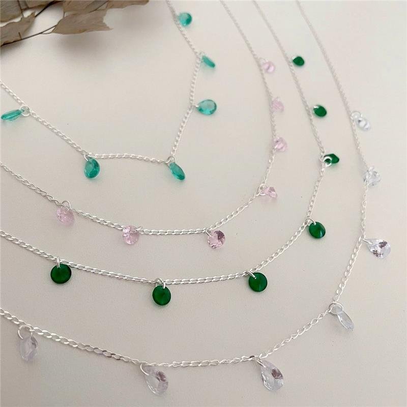 COLAR PRATA 925 CHOKER PEDRAS GOTA COLORIDA