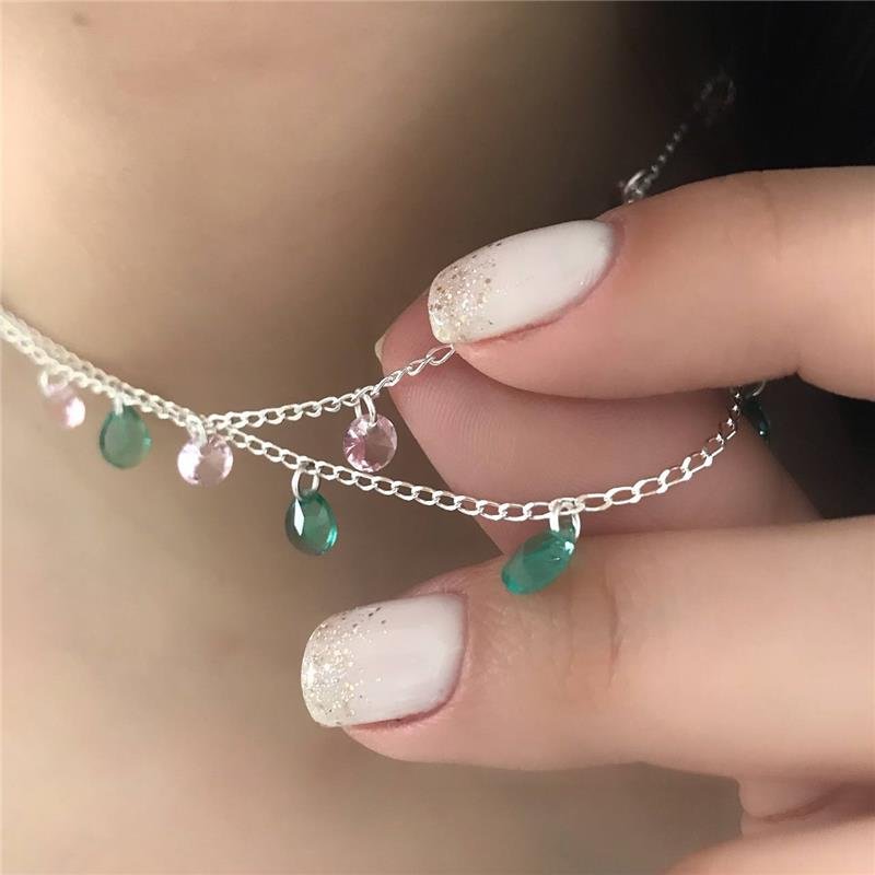 COLAR PRATA 925 CHOKER PEDRAS GOTA COLORIDA