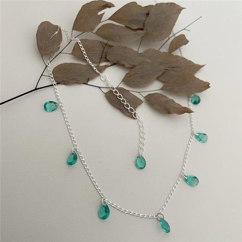 COLAR PRATA 925 CHOKER PEDRAS GOTA COLORIDA