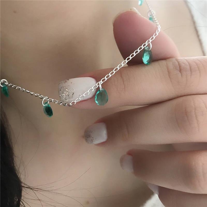 COLAR PRATA 925 CHOKER PEDRAS GOTA COLORIDA