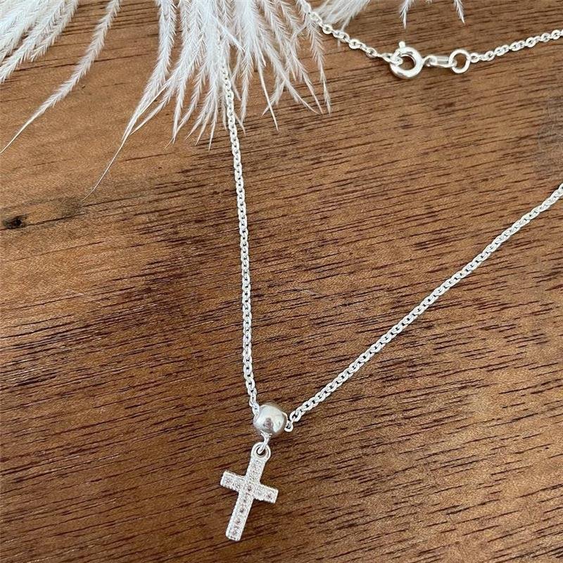 COLAR PRATA 925 COM PINGENTE CRUCIFIXO PEQUENO 