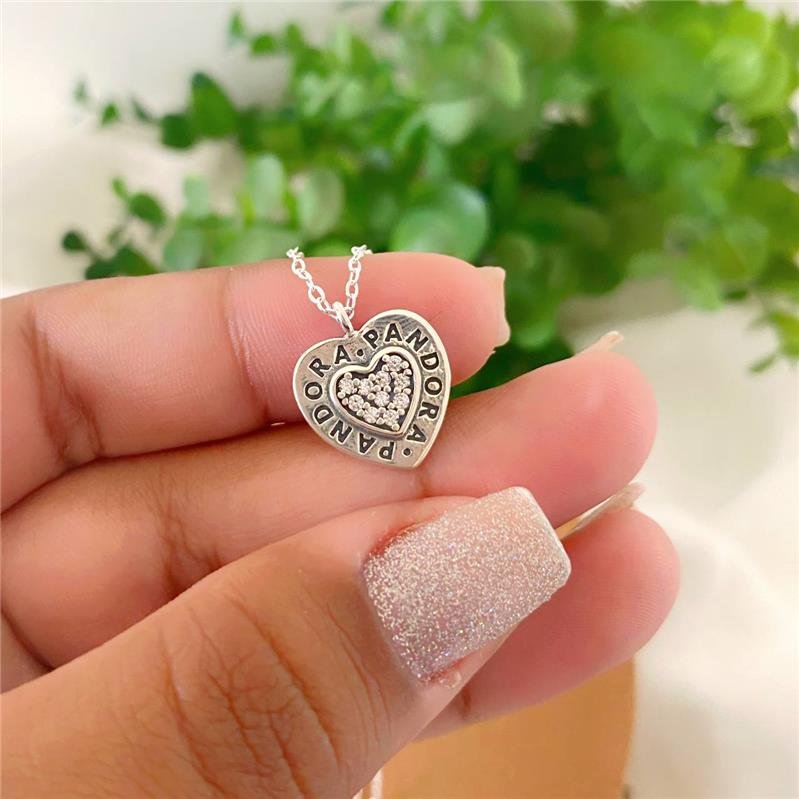 COLAR PRATA 925 CORAÇÃO CRAVEJADO 