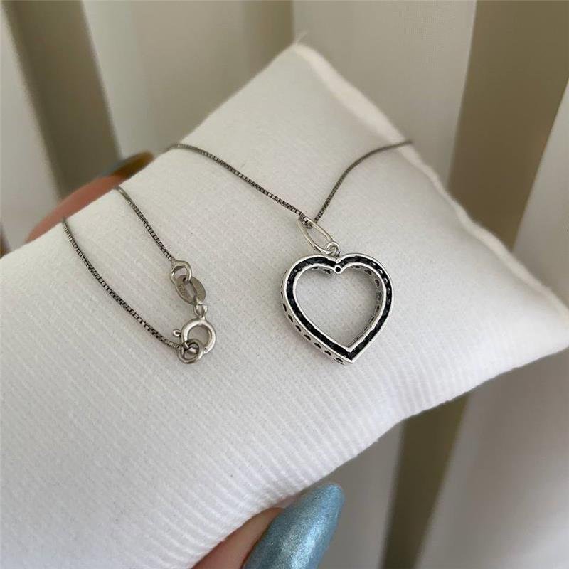 COLAR PRATA 925 CORAÇÃO CRAVEJADO COM ZIRCÔNIA