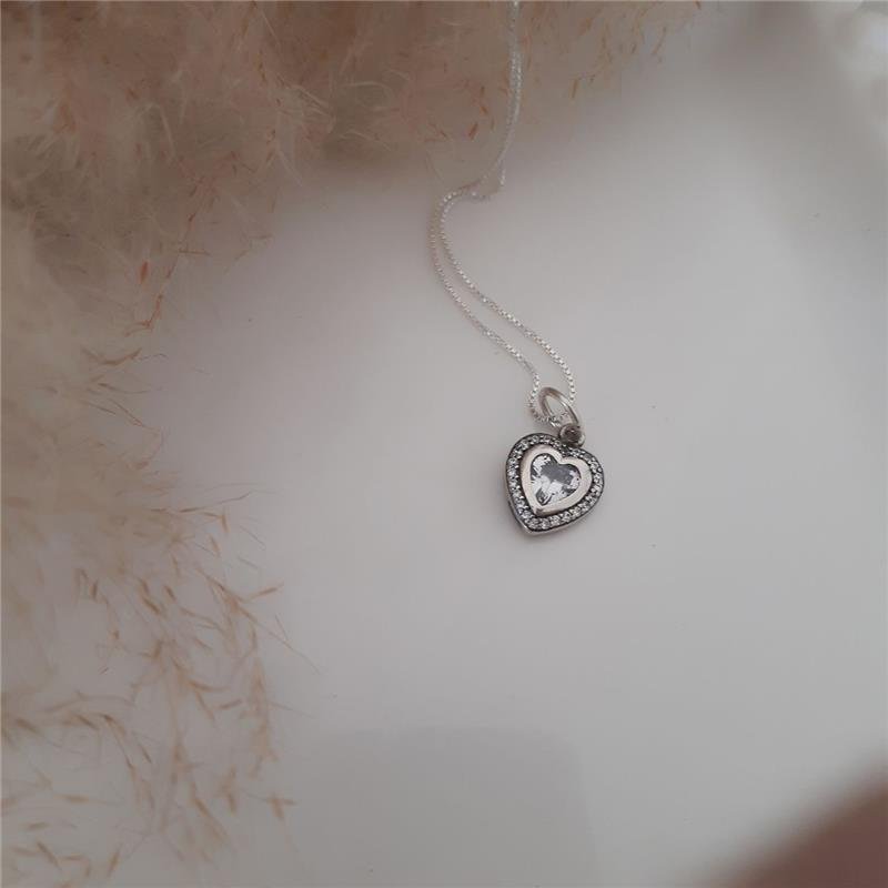 COLAR PRATA 925 CORAÇÃO PEDRA