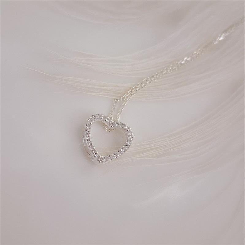 COLAR PRATA 925 CORAÇÃO VAZADO CRAVEJADO