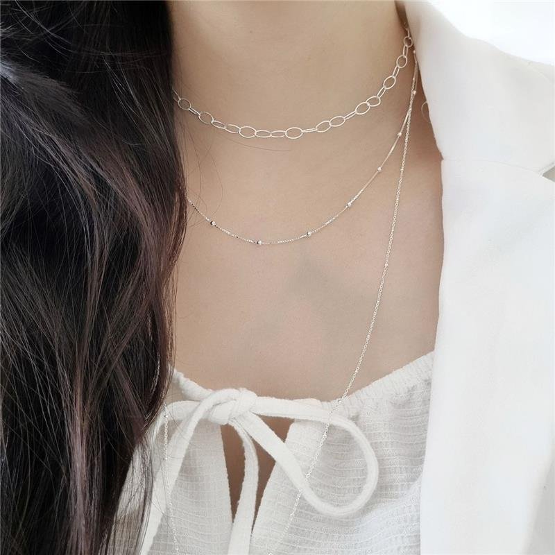 COLAR PRATA 925 CORRENTE COM BOLINHAS