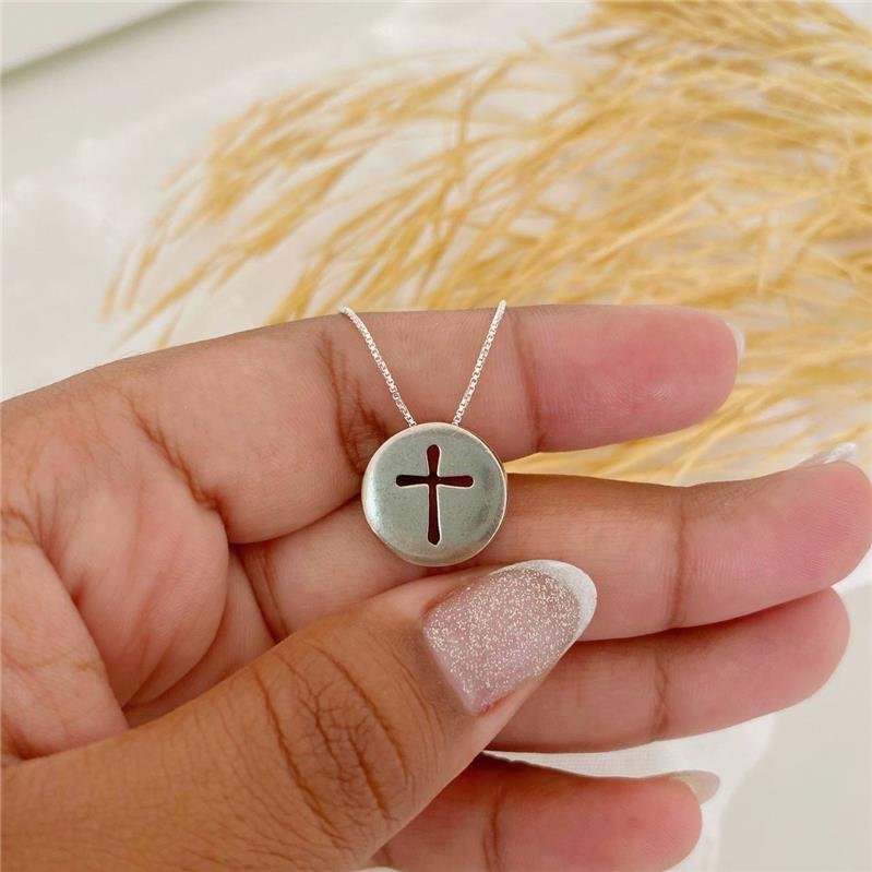 COLAR PRATA 925 CRUZ VAZADA