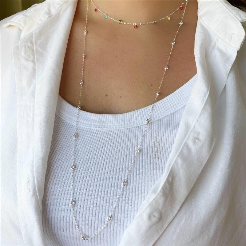 COLAR PRATA 925 DIVERSOS PONTOS LUZ 80CM