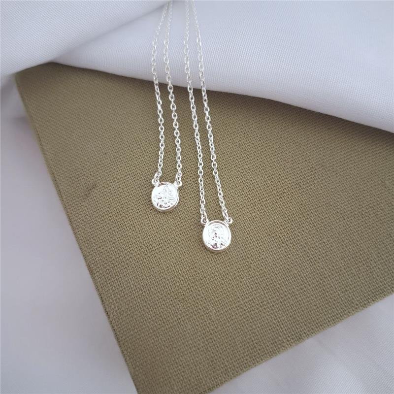 COLAR PRATA 925 ESCAPULÁRIO REDONDO NOSSA SENHORA DO CARMO E SAGRADO CORAÇÃO DE JESUS 