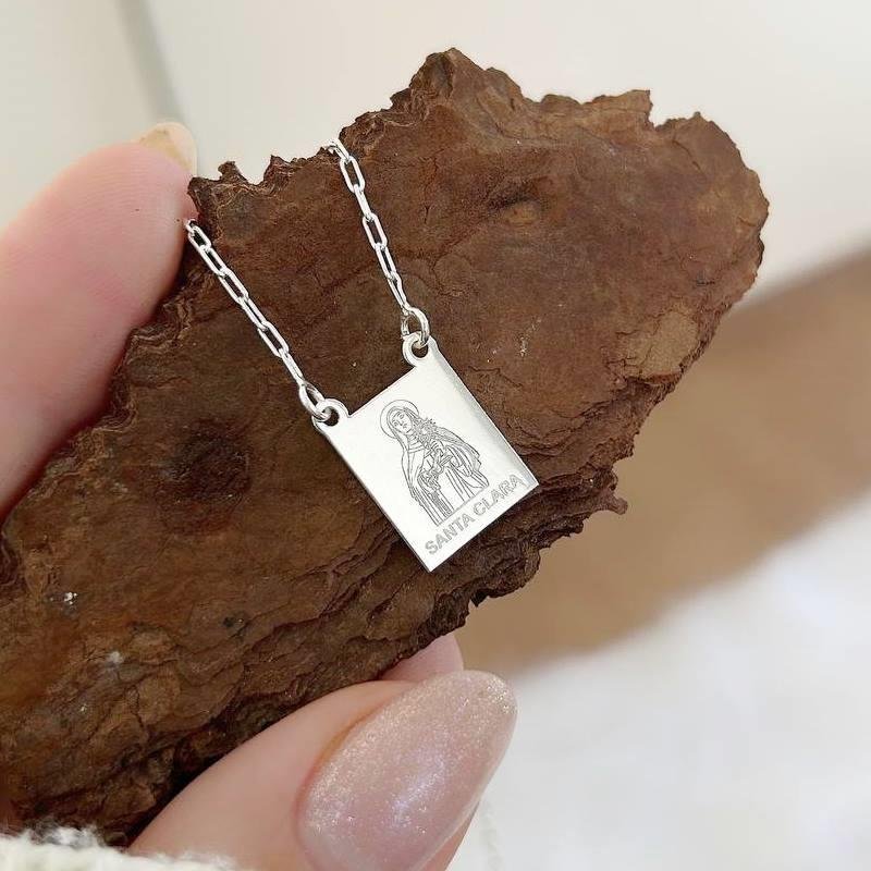 COLAR PRATA 925 ESCAPULÁRIO SANTA CLARA DE ASSIS