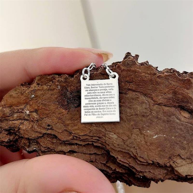 COLAR PRATA 925 ESCAPULÁRIO SANTA CLARA DE ASSIS