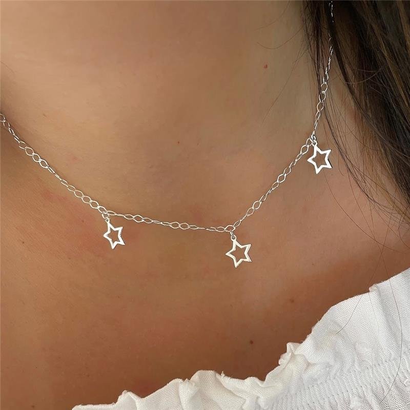 COLAR PRATA 925 ESTRELAS PENDURADAS