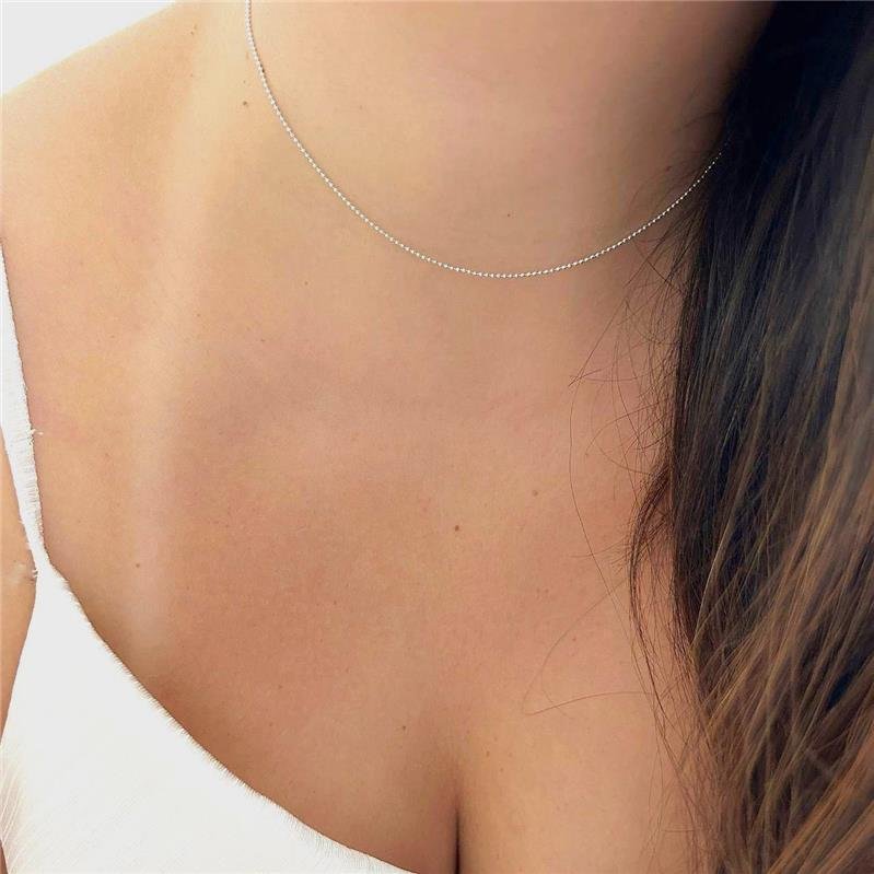 COLAR PRATA 925 FINA BOLINHAS 40CM