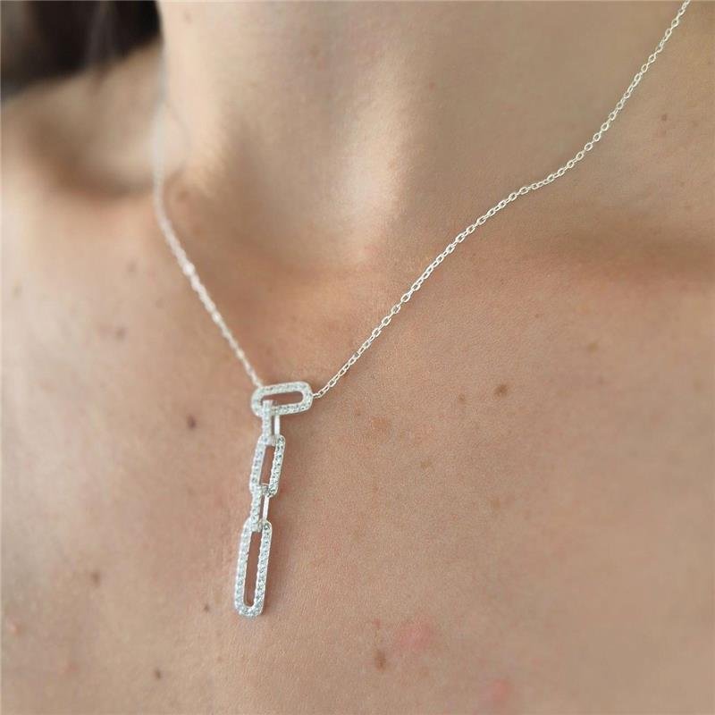 COLAR PRATA 925 GARGANTILHA 3 ELOS ZIRCÔNIA