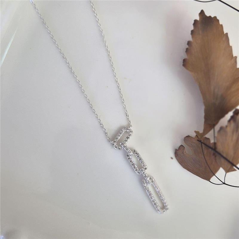 COLAR PRATA 925 GARGANTILHA 3 ELOS ZIRCÔNIA