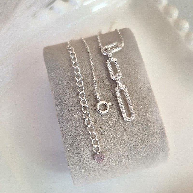 COLAR PRATA 925 GARGANTILHA 3 ELOS ZIRCÔNIA