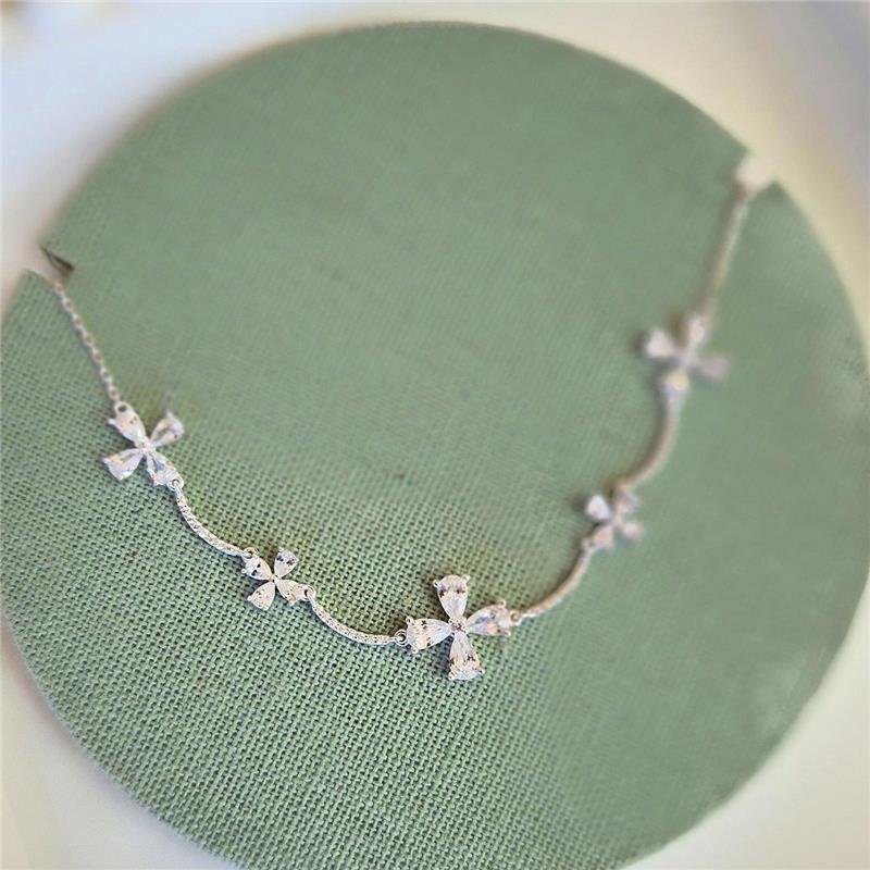 COLAR PRATA 925 GARGANTILHA FLOR ZIRCÔNIA