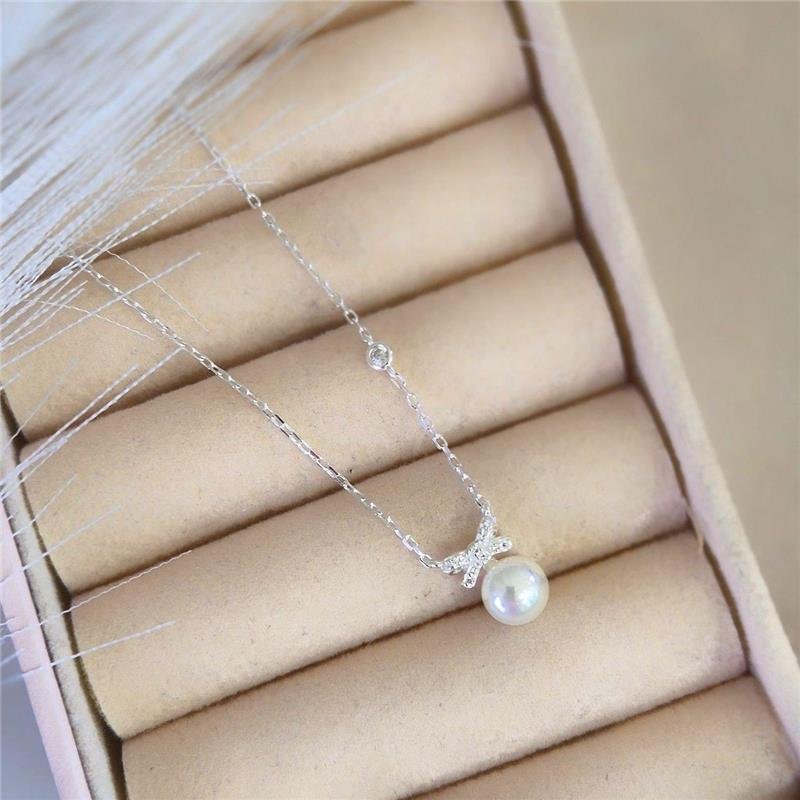 COLAR PRATA 925 GARGANTILHA PÉROLA LACINHO