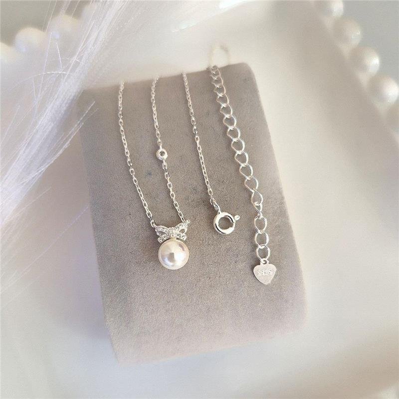 COLAR PRATA 925 GARGANTILHA PÉROLA LACINHO