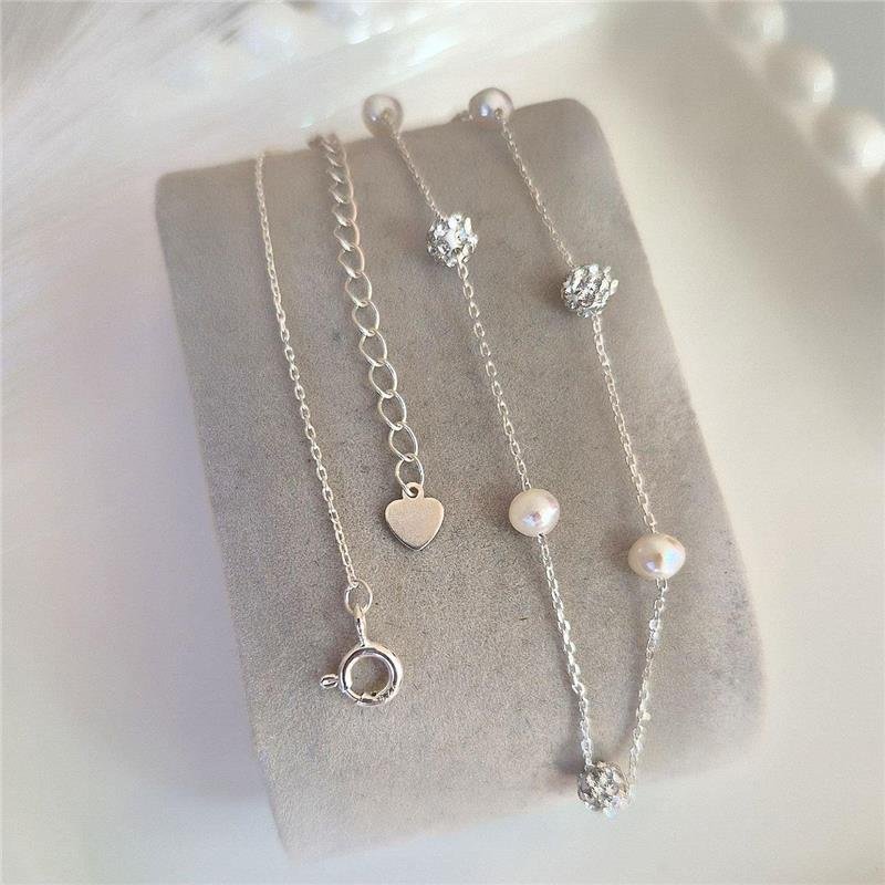 COLAR PRATA 925 GARGANTILHA PÉROLAS E BOLINHAS ZIRCONIAS