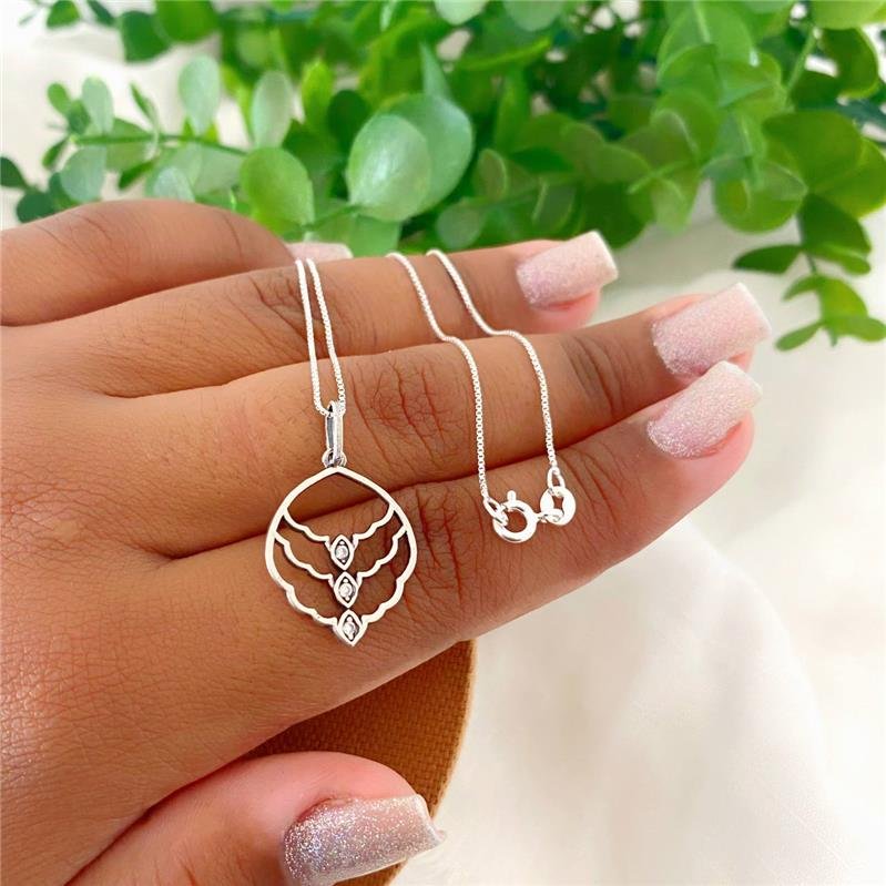 COLAR PRATA 925 GEOMÉTRICO CAMADAS