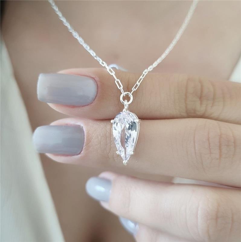 COLAR PRATA 925 GOTA INVERTIDA