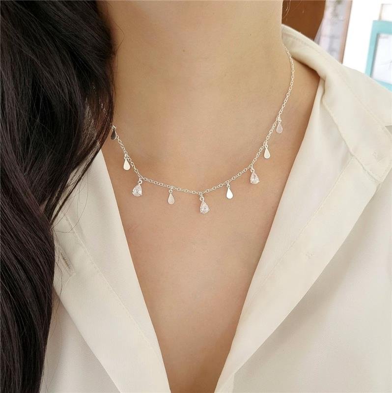 COLAR PRATA 925 GOTAS COM PEDRA