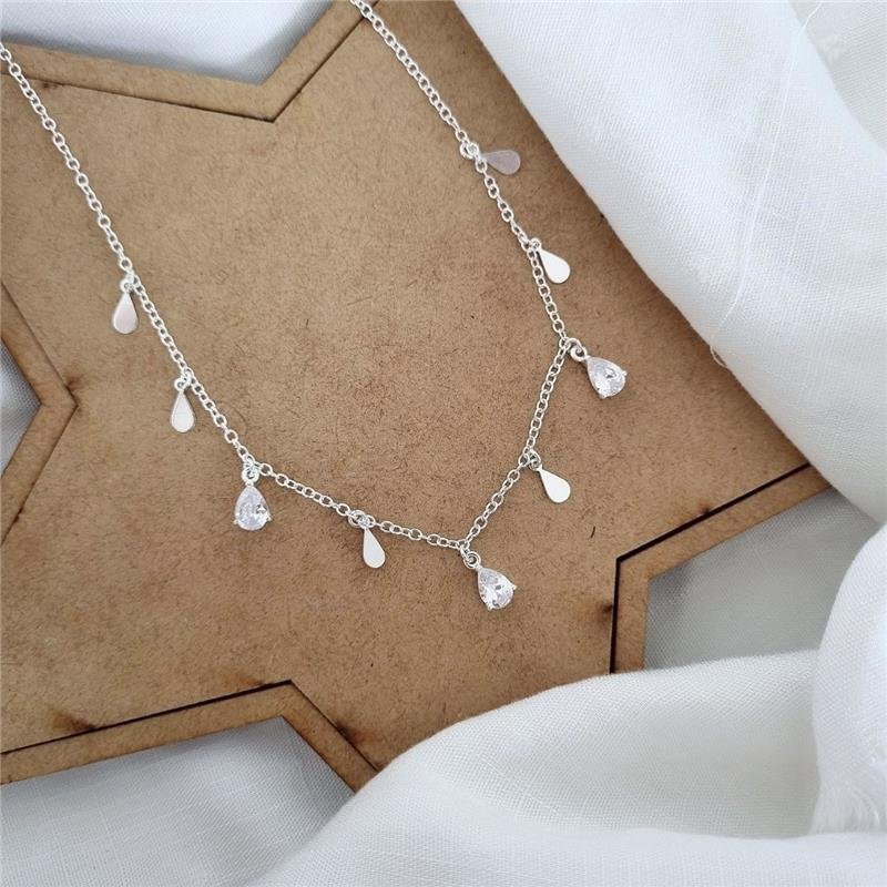 COLAR PRATA 925 GOTAS COM PEDRA