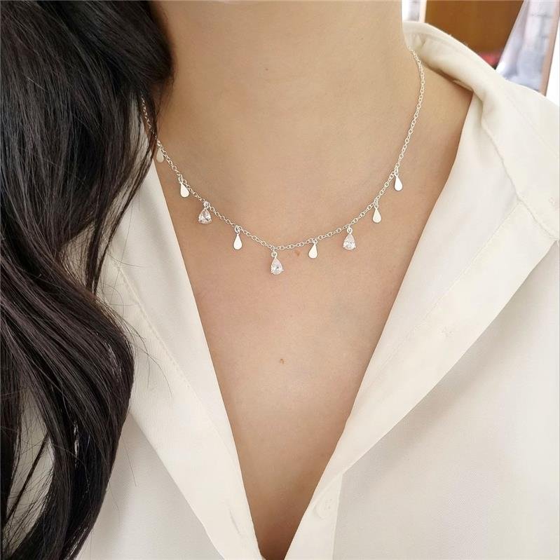 COLAR PRATA 925 GOTAS COM PEDRA