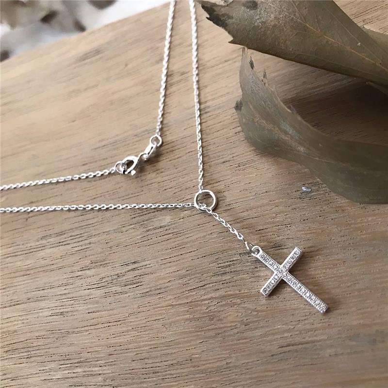 COLAR PRATA 925 GRAVATA CRUZ