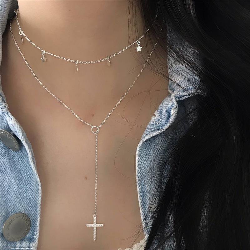 COLAR PRATA 925 GRAVATA CRUZ