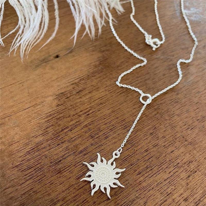 COLAR PRATA 925 GRAVATINHA AJUSTÁVEL SOL