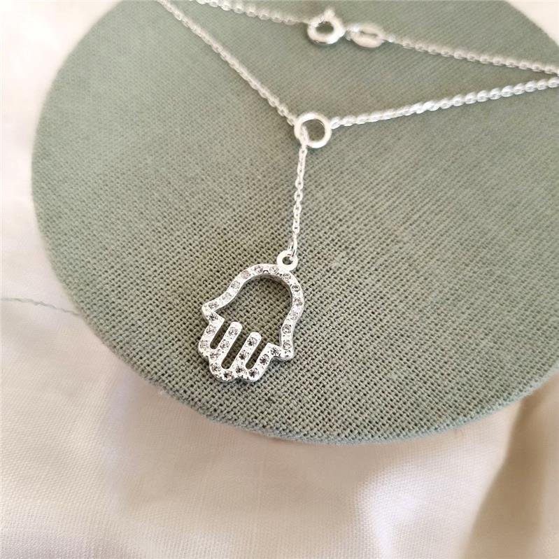 COLAR PRATA 925 GRAVATINHA COM MÃO DE FÁTIMA