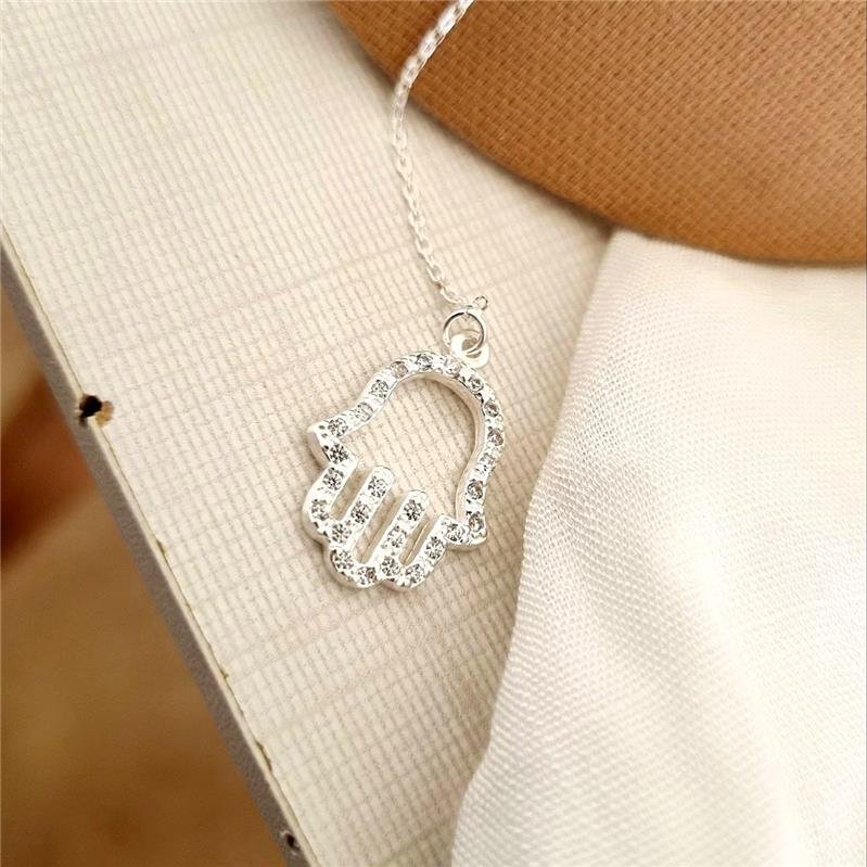 COLAR PRATA 925 GRAVATINHA COM MÃO DE FÁTIMA