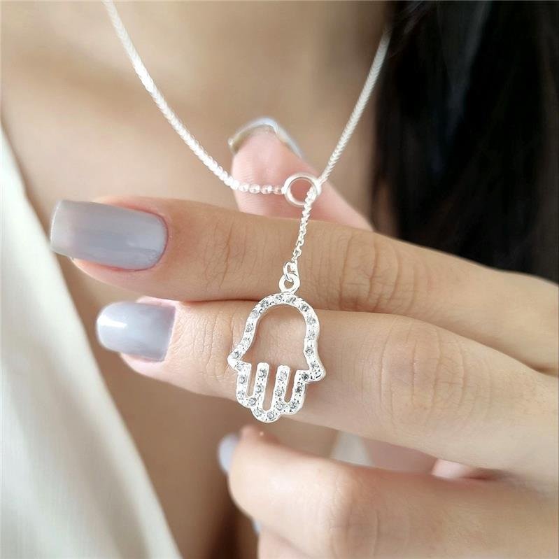 COLAR PRATA 925 GRAVATINHA COM MÃO DE FÁTIMA