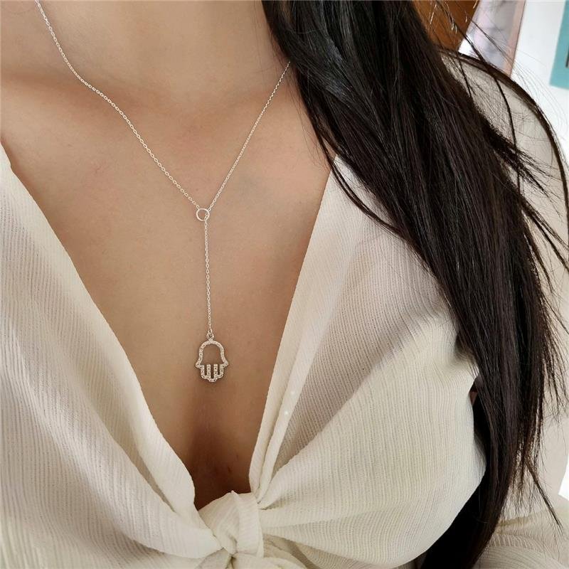 COLAR PRATA 925 GRAVATINHA COM MÃO DE FÁTIMA