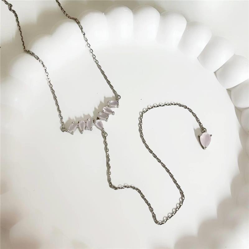 COLAR PRATA 925 GRAVATINHA ZIRCÔNIA OVAL