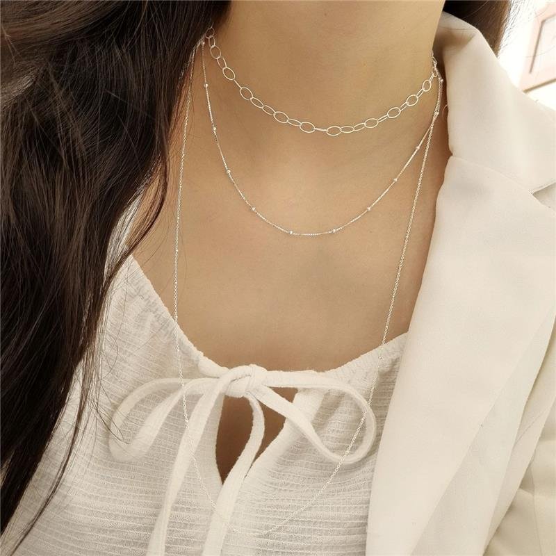 COLAR PRATA 925 LONGO BOLINHAS PEQUENAS