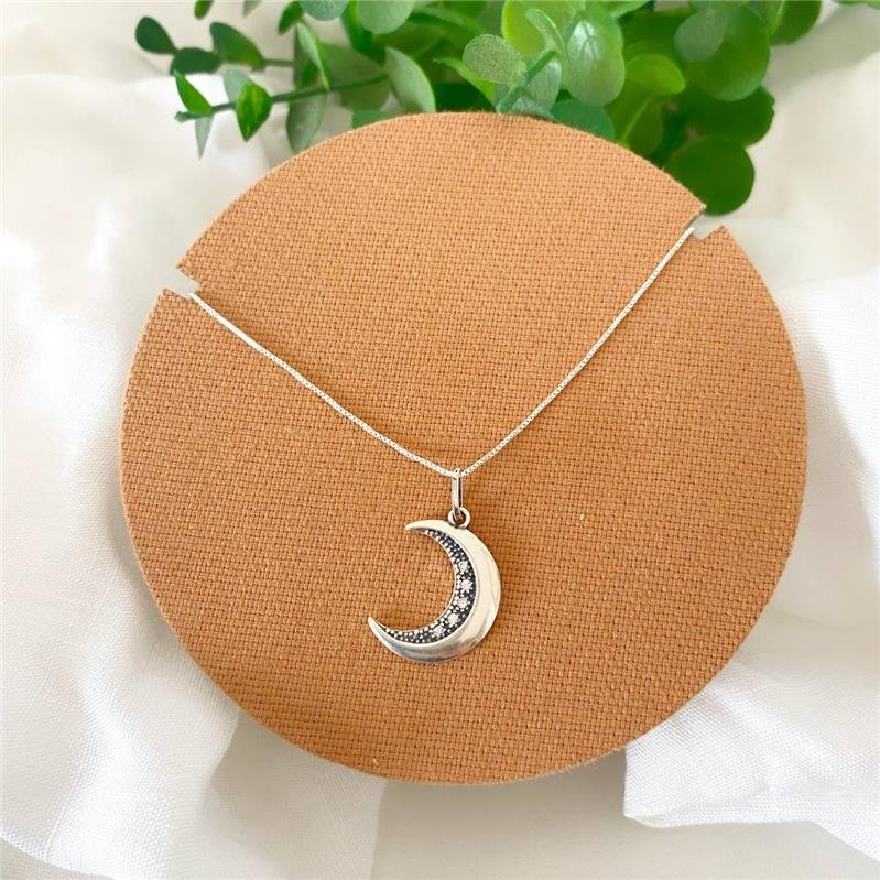 COLAR PRATA 925 LUA CRAVEJADA