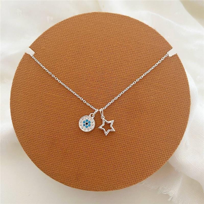 COLAR PRATA 925 OLHO GREGO E ESTRELA
